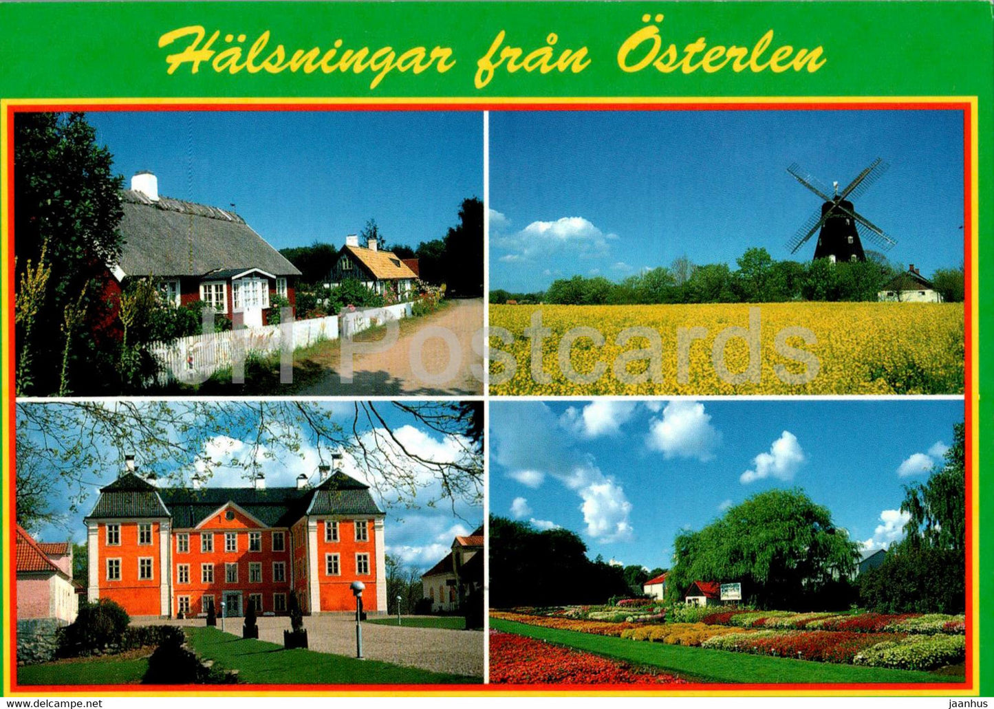 Halsningar fran Osterlen - multiview - Sweden - used - JH Postcards