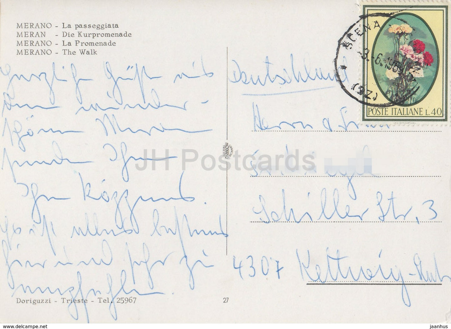 Merano - Meran - passeggiata - Promenade - Kurpromenade - pony - Italy - 1969 - used