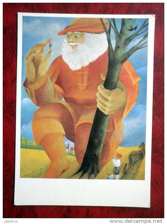 fairytales - Brothers Grimm "Golden Goose" - giant - 1986 - Russia - USSR - unused - JH Postcards