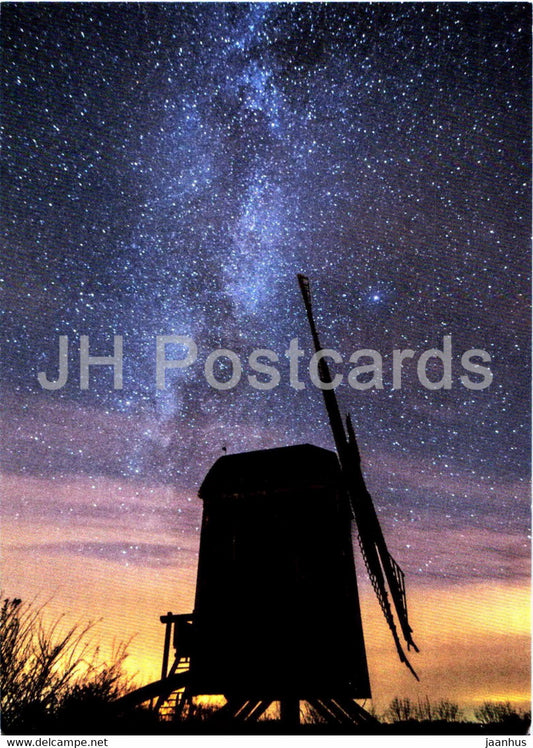 Bockwindmuhle auf Usedom mit Milchstrasse - Milky Way - windmill - Germany - unused - JH Postcards