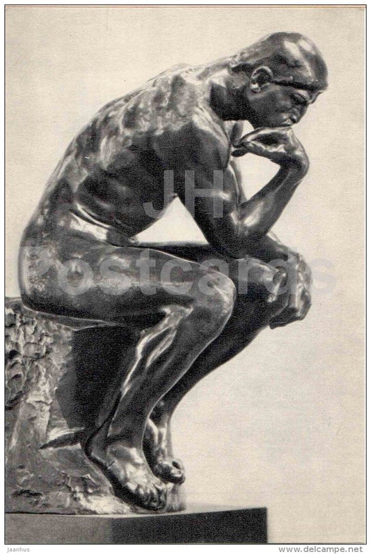 sculpture by Auguste Rodin - Thinker , 1980 - man - french art - unused - JH Postcards
