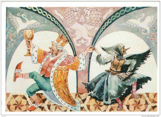 witch - King - Afraid of Troubles , Cannot Have Luck - russian fairy tale by S. Marshak - 1985 - Russia USSR - unused - JH Postcards