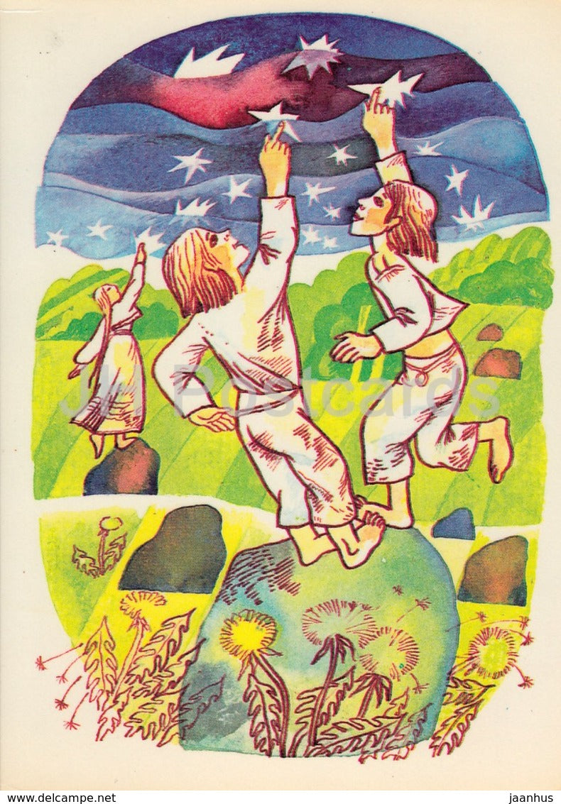 illustration by I. Raudsepp - Sun Moon and Stars - Estonian Fairy Tales - 1979 - Estonia USSR - unused - JH Postcards
