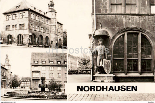 Nordhausen - Rathaus - Lutherplatz - Roland am Rathaus - old postcard - 1978 - Germany DDR - used - JH Postcards