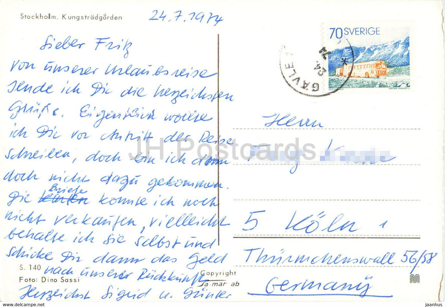 Stockholm - Kungstradgarden - 1974 - Sweden - used
