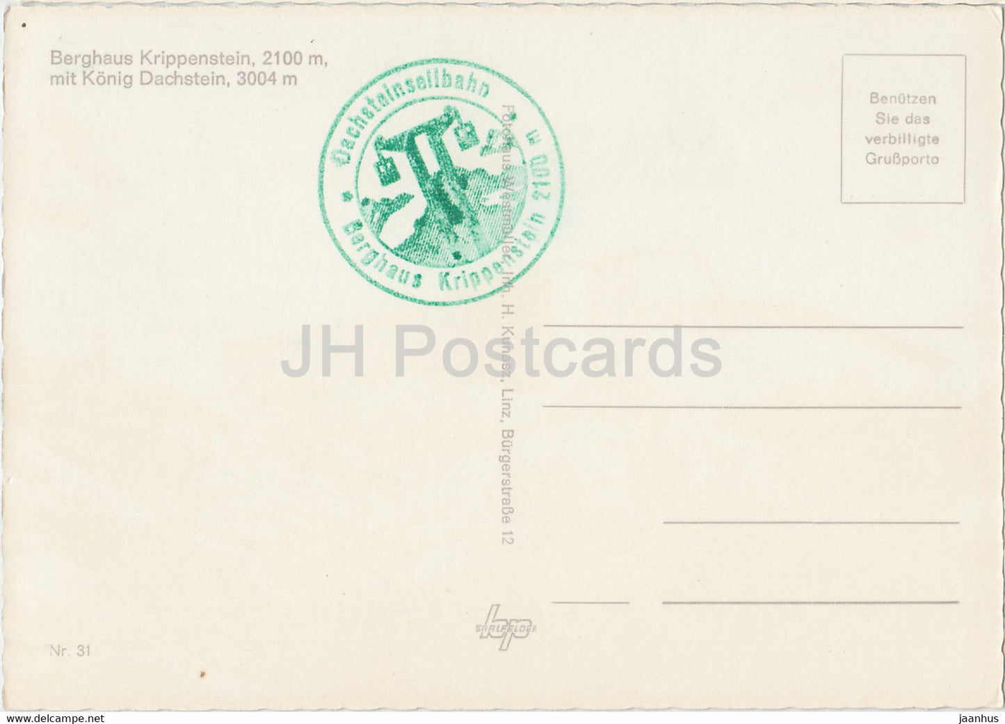 Berghotel Krippenstein 2100 m - Konig Dachstein 3004 m - Austria - unused