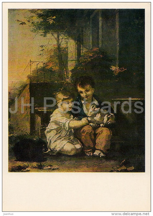painting by Pierre Paul Prud´hon - Children with a Rabbit - French art - Russia USSR - 1982 - unused - JH Postcards