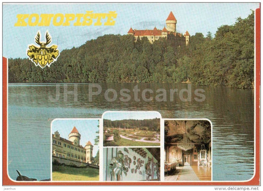 Konopiste castle - rose garden - armory - Czechoslovakia - Czech - used 1982 - JH Postcards