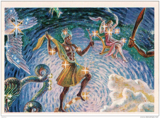 Cepheus - Draco - Kassiopeia - Constellations - zodiac - astronomy - 1983 - Russia USSR - unused - JH Postcards