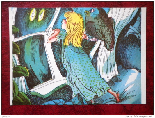 Illustration by Edgar Valter - from book House in the Forest by Jaan Rannap - owl - 1981 - Estonia USSR - unused - JH Postcards