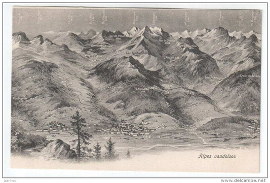 Alpes Vaudoises - mountains - Ch. Traphagen - old postcard - Switzerland - unused - JH Postcards