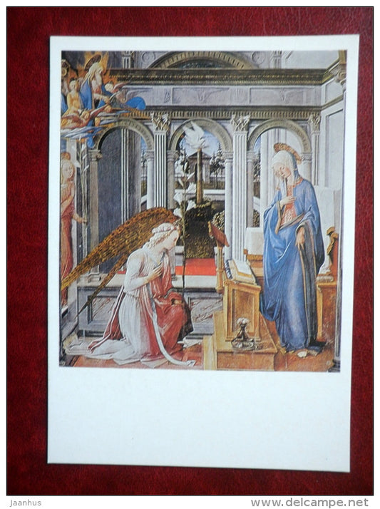painting by Fra Filippo Lippi - Annunciation , 1443 - angel - italian art - unused - JH Postcards