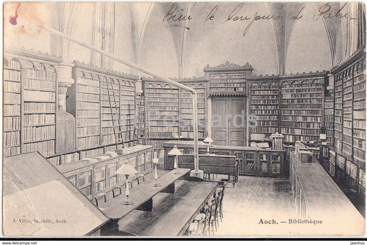Auch - Bibliotheque - library - 1907 - old postcard - France - used - JH Postcards