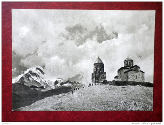 Tsminda Sameba - Gergeti Trinity Church on the way to Kazbek - Georgian Military Road - 1955 - Georgia USSR - unused - JH Postcards