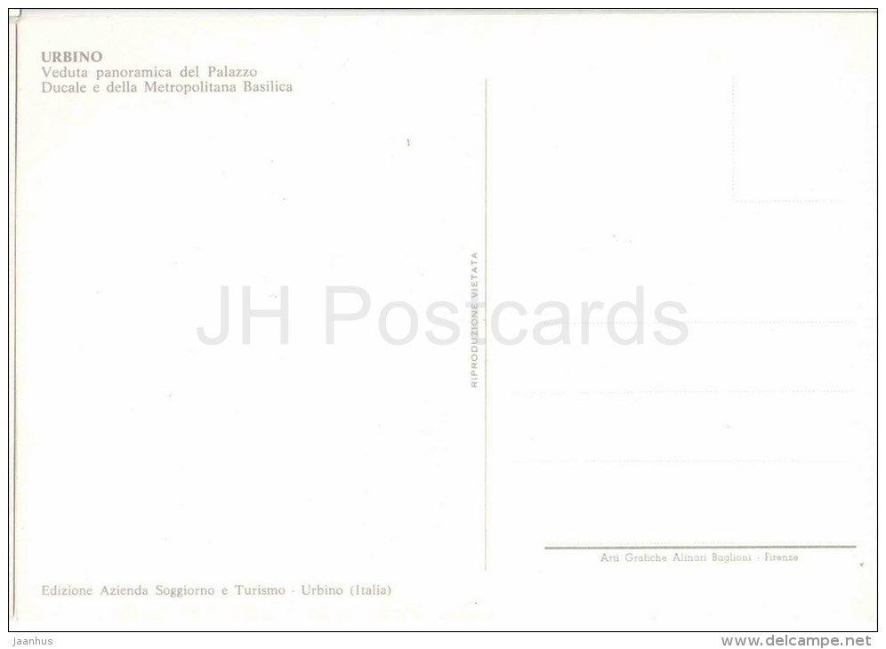 veduta panoramica del Palazzo - palace - Urbino - Marche - Italia - Italy - unused - JH Postcards