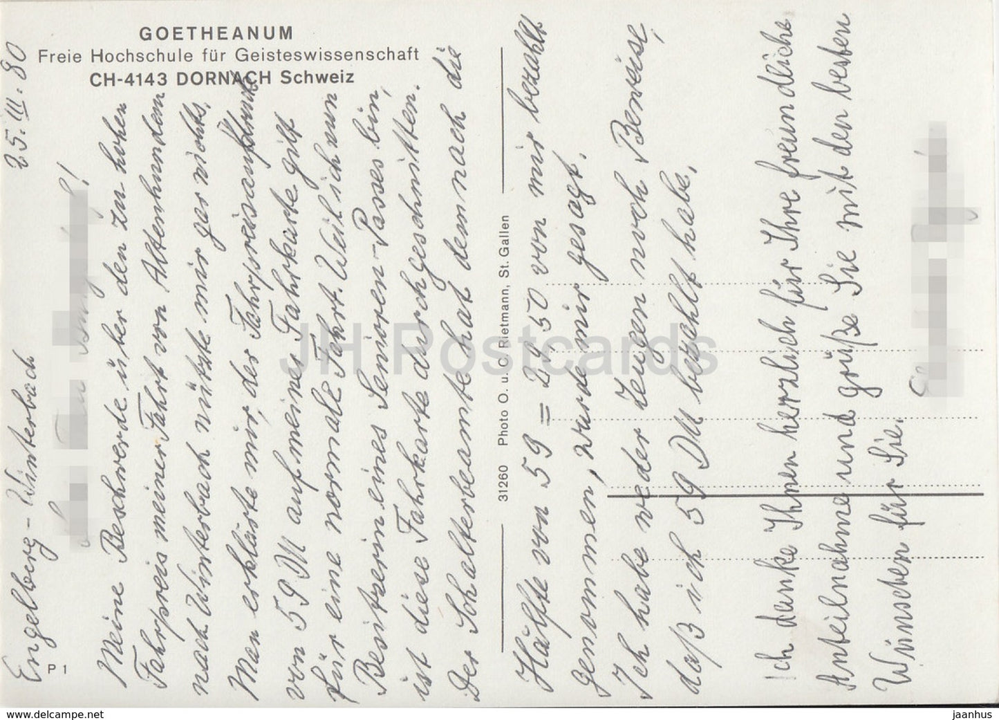 Goetheanum - Freie Hochschule fur Geisteswissenschaft - Dornach - Schweiz - Switzerland - used