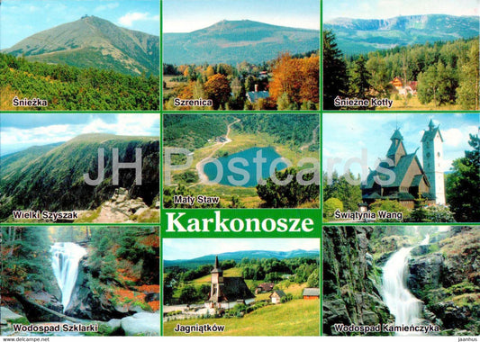 Karkonosze - Sniezka - Szernica - Sniezne Kotly - Maly Staw - Jagniatkow - multiview - Poland - unused - JH Postcards