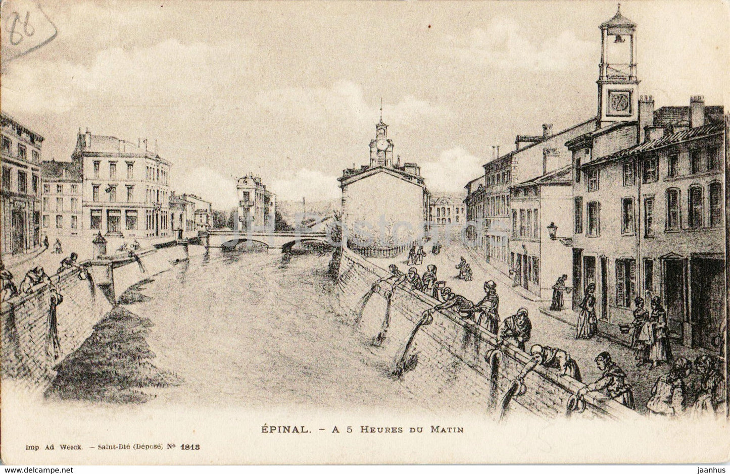 Epinal - A 5 Heures du Matin - illustration - old postcard - France - unused - JH Postcards