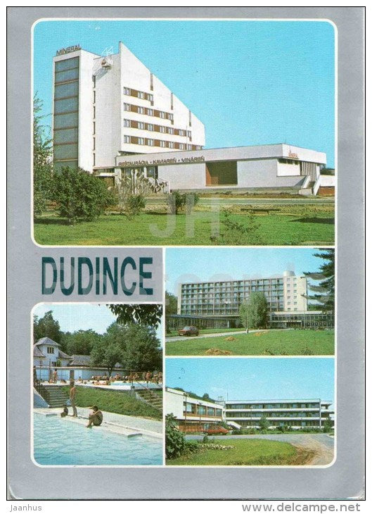 Dudince - architecture - town views - swimming pool - Czechoslovakia - Slovakia - used 1987 - JH Postcards