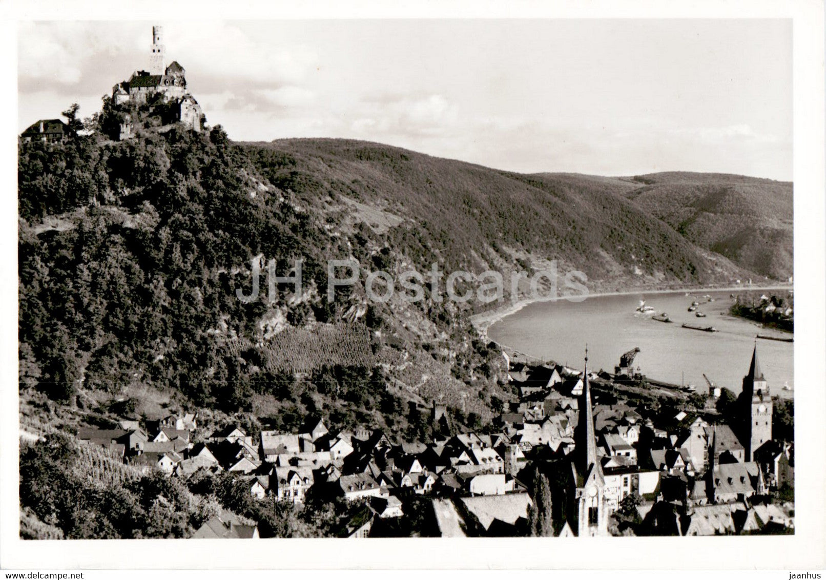 Blick auf Braubach am Rhein und die Marksburg - old postcard - Germany - unused - JH Postcards