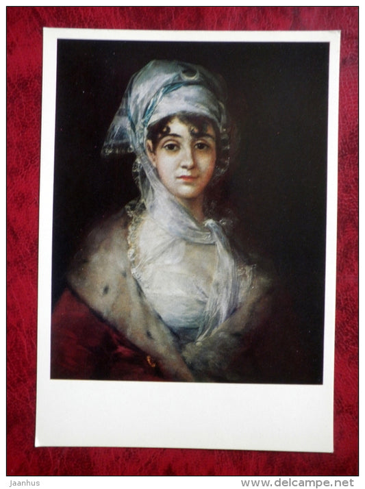 Painting by Francisco Goya - Portrait of Antonia Zarate . ca 1811 - spanish art - unused - JH Postcards