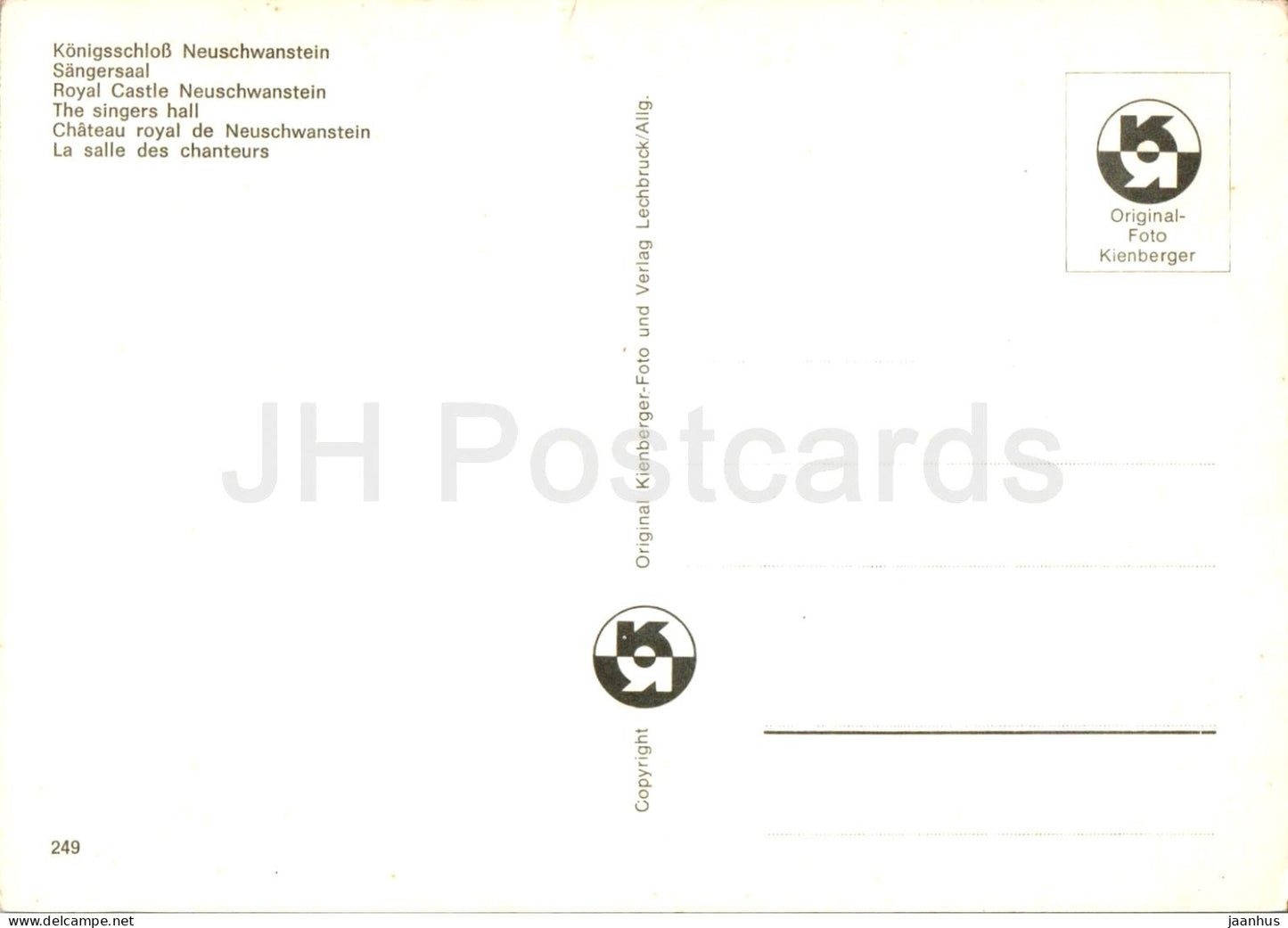 Konigsschloss Neuschwanstein - Sangersaal - Royal Castle - The Singers Hall - 249 - Germany - unused