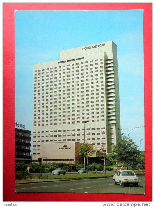 hotel Merkur - car - Leipzig - 1985 - Germany DDR - unused - JH Postcards