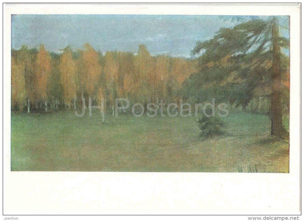 painting by I. Levitan - Autumn Landscape - russian art - unused - JH Postcards