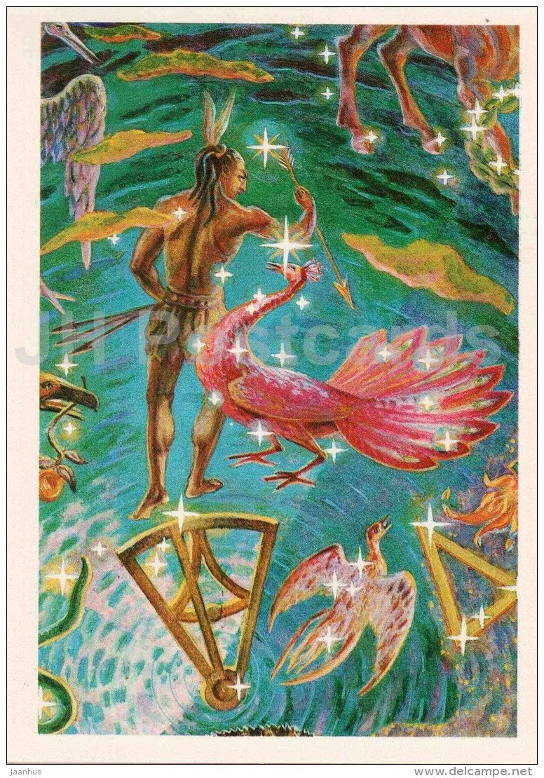 Octans - Bird of Paradise - Triangulum Australe - Constellations - zodiac - astronomy - 1983 - Russia USSR - unused - JH Postcards