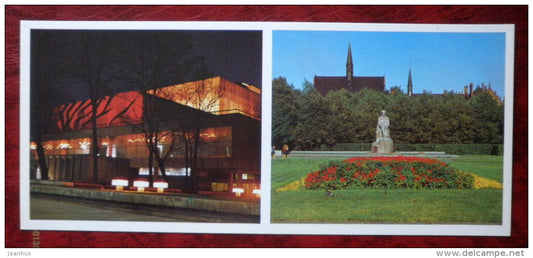 State Academic Art Theatre - monument to poet Rainis - Riga - Latvia USSR - unused - JH Postcards