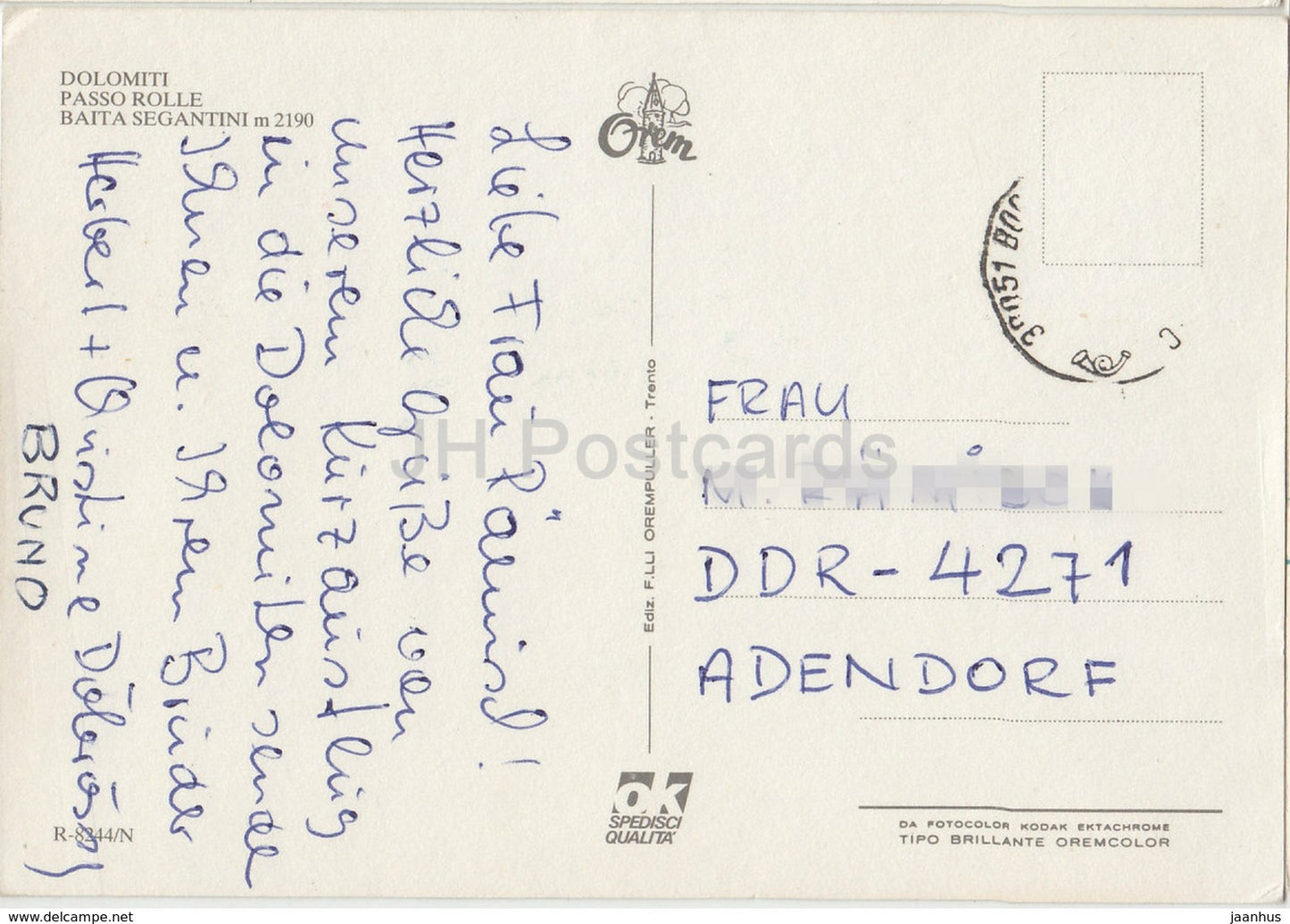 Dolomiti - Passo Rolle - Baita Segantini 2190 m - Italy - used