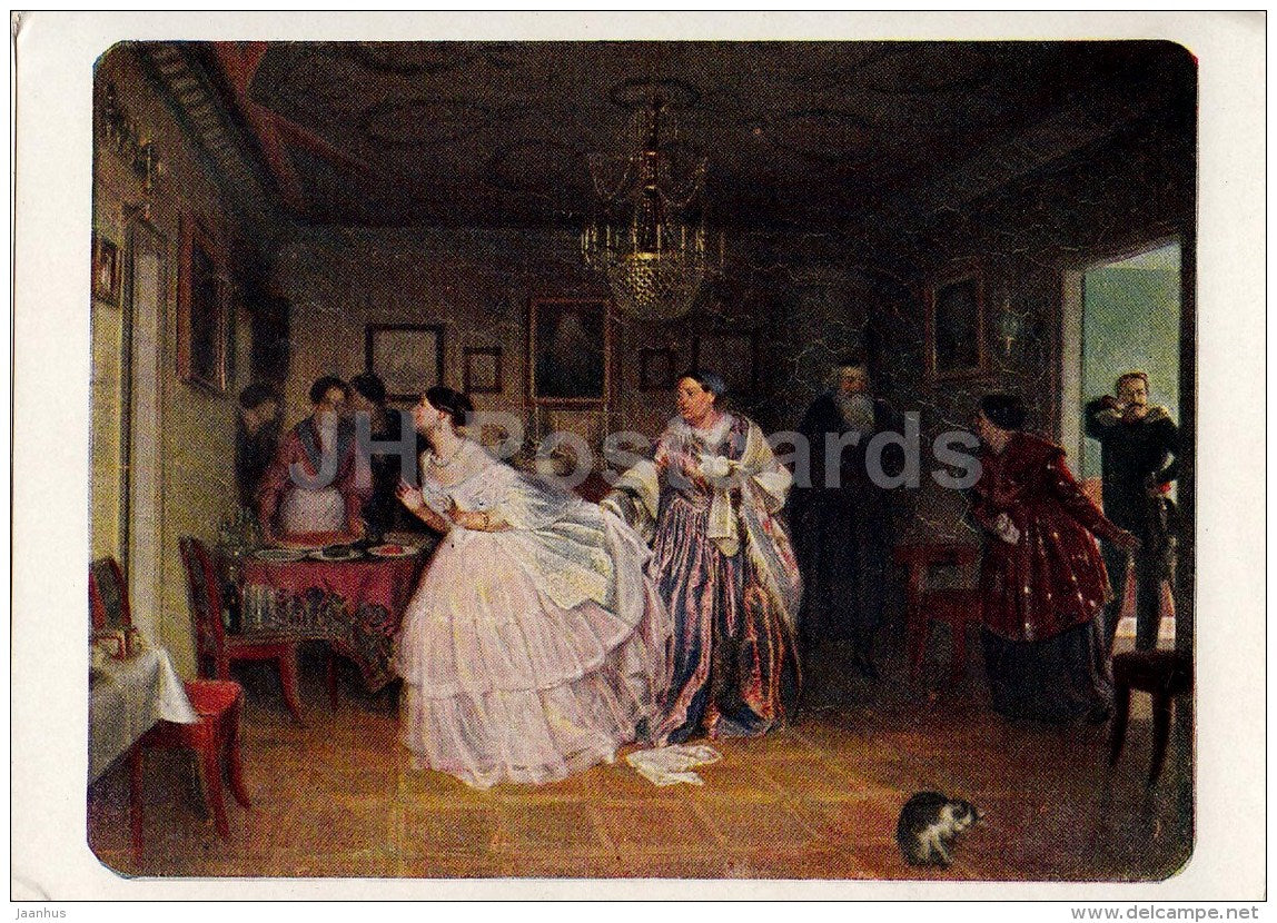 painting by P. Fedotov - 1 - Courting Major , 1848 - Russian art - 1960 - Russia USSR - unused - JH Postcards