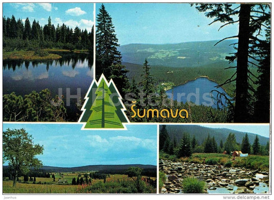 Sumava - Trijezerní moor - Cerne lake - Horska Kvilda - Vydra - Czechoslovakia - Czech - used 1991 - JH Postcards