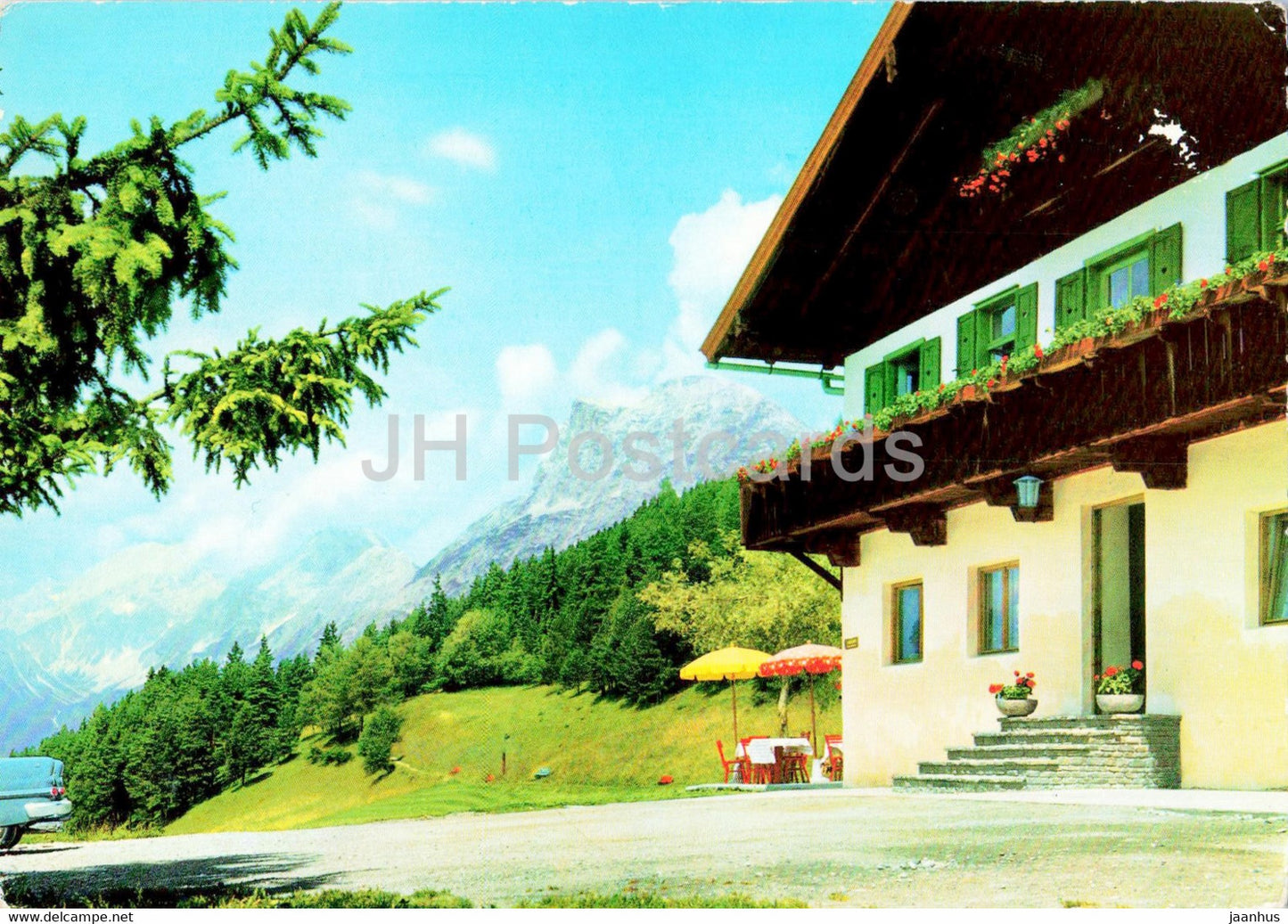 Cafe Restaurant Hotel Menthof - Mosern b Seefeld - Die Sonnenterrasse - old postcard - Austria - used - JH Postcards