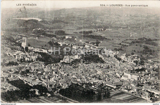 Les Pyrenees - Lourdes - Vue Panoramique - 304 - old postcard - 1910 - France - used - JH Postcards