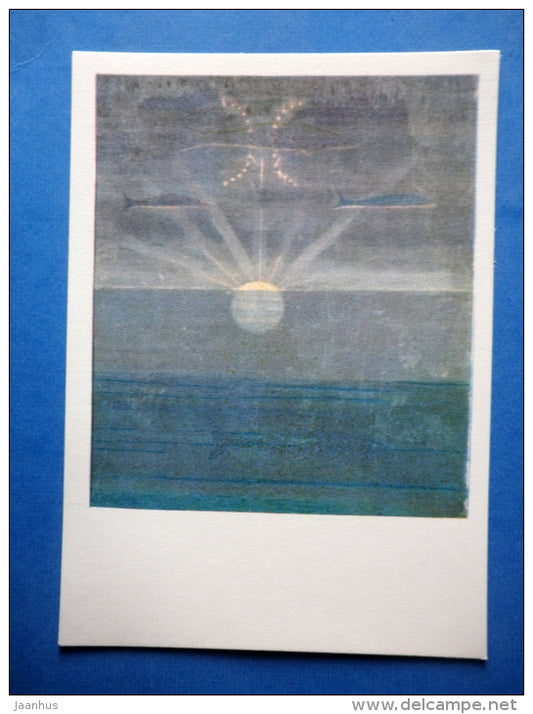painting by M. Ciurlionis - Pisces - zodiac signs - lithuanian art - unused - JH Postcards
