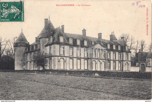 Malesherbes - Le Chateau - castle - old postcard - 1908 - France - used - JH Postcards
