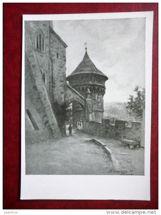 painting by B. Scherbakov - Fortification of the castle - russian art - unused - JH Postcards