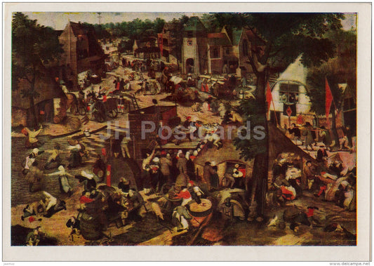 Painting by Pieter Bruegel the Elder - Fair with a theatrical representation - Dutch art - 1957 - Russia USSR - unused - JH Postcards