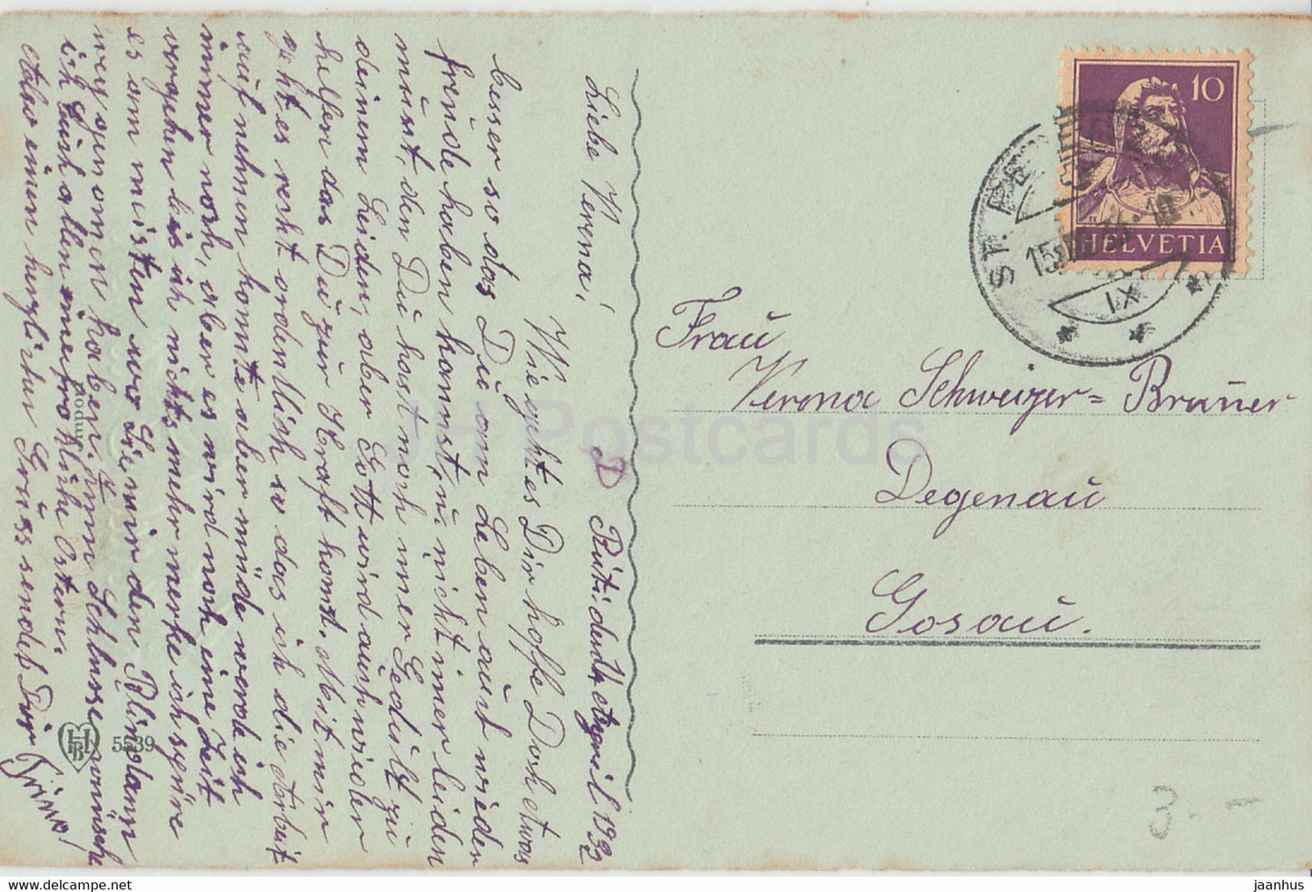 Easter Greeting Card - Frohes Osterfest - flowers - narcissus - HB 5539 - old postcard - 1932 - Germany - used