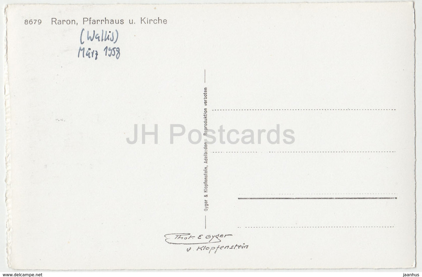 Raron - Pfarrhaus u. Kirche - Kirche - 8679 - Schweiz - 1958 - gebraucht