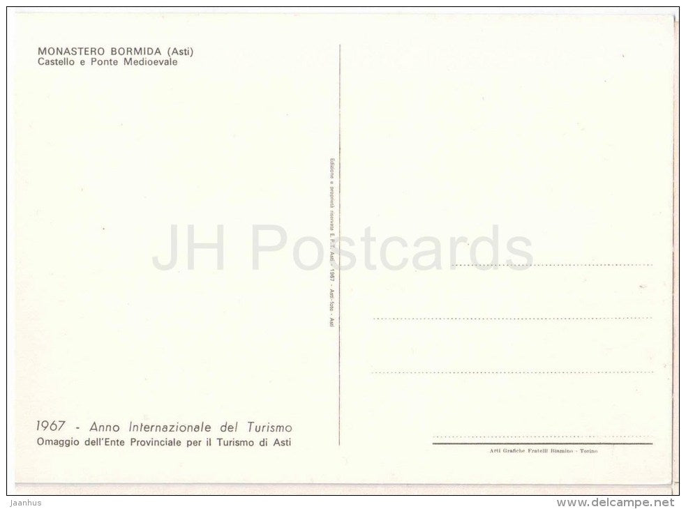 monastero Bormida , castello e ponte Medioevale - castle , bridge - Asti - Piemonte - Italia - Italy - unused - JH Postcards