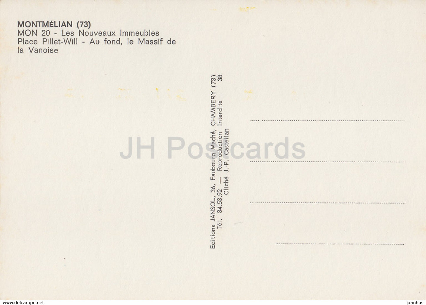 Montmelian - Les Noveaux Immeubles Place Pillet Will - Au fond le Massif de la Vanoise - France - unused