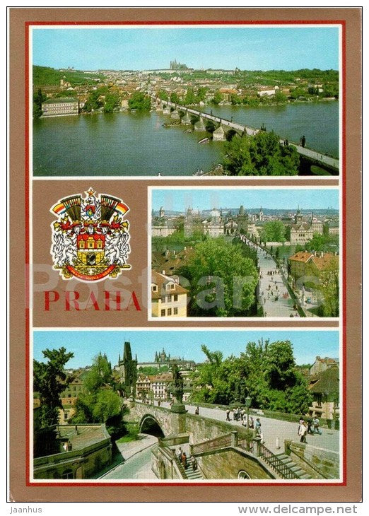 Charles Bridge - Prague Castle - Paraha - Prague - Czechoslovakia - Czech - used 1985 - JH Postcards