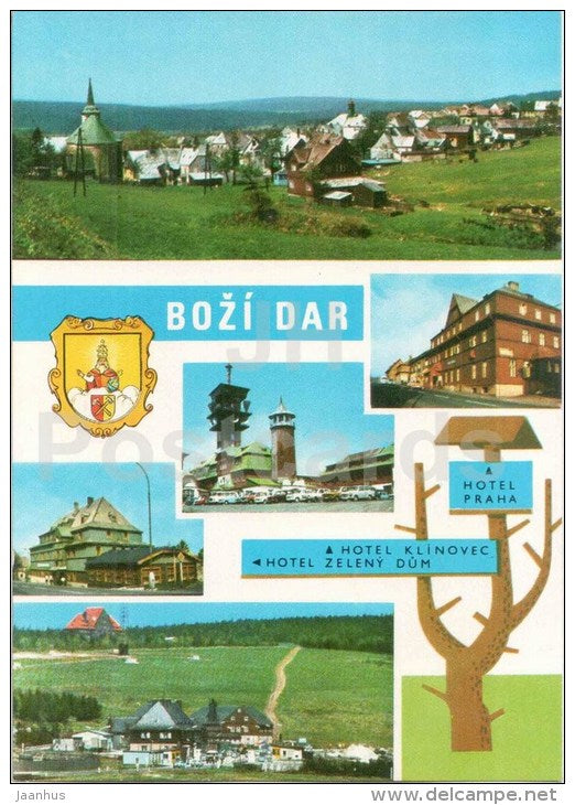 Bozi Dar - hotel Praha - Zeleny Dum - Klinovec - The most elevated highland town - Czechoslovakia - Czech - unused - JH Postcards
