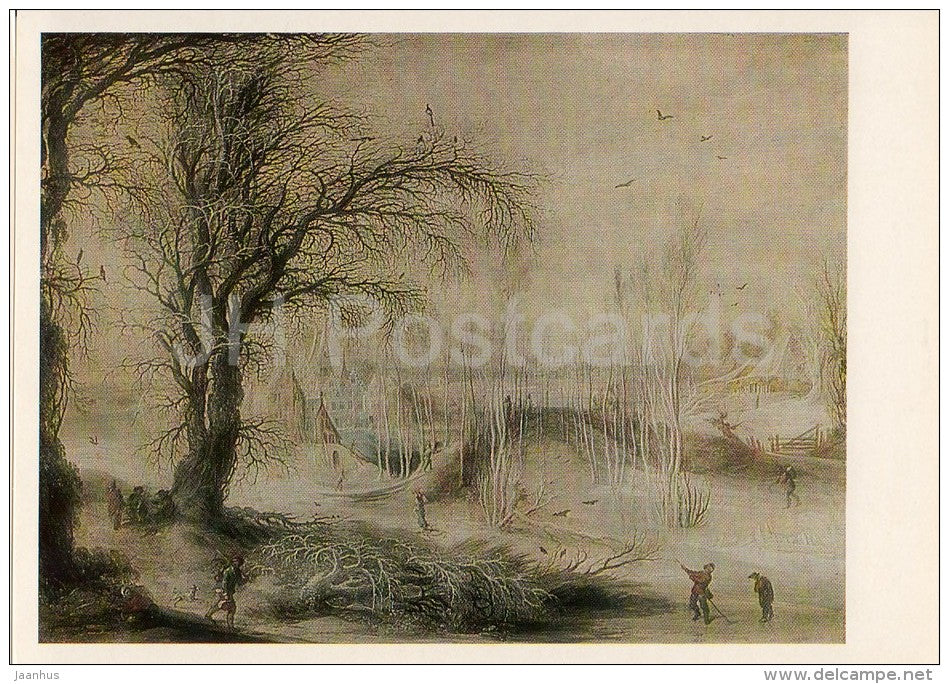 painting by Gijsbrecht Leytens - Winter Landscape - Dutch art - Russia USSR - 1984 - unused - JH Postcards