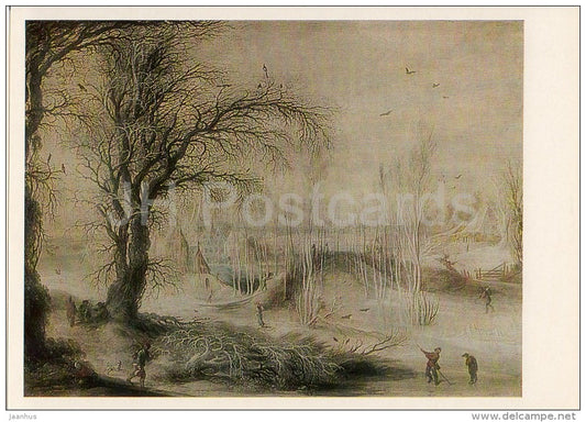 painting by Gijsbrecht Leytens - Winter Landscape - Dutch art - Russia USSR - 1984 - unused - JH Postcards