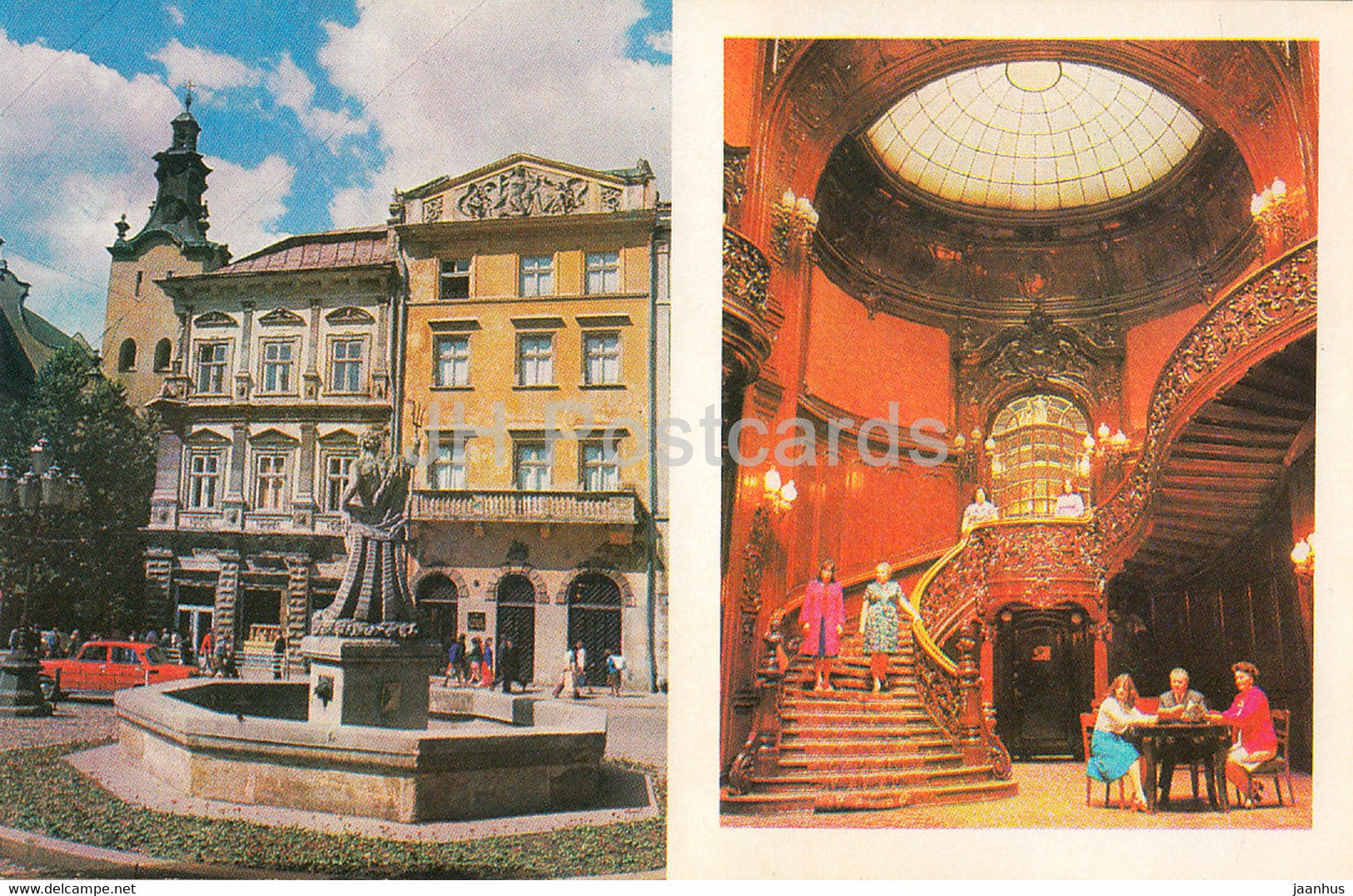 Lviv - Lvov - corner of the Rynok square - Foyer of the House of Scientists - 1980 - Ukraine USSR - unused - JH Postcards