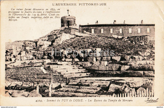 Sommet du Puy de Dome - Les Ruines du Temple de Mercure - 4304 - old postcard - 1934 - France - used - JH Postcards
