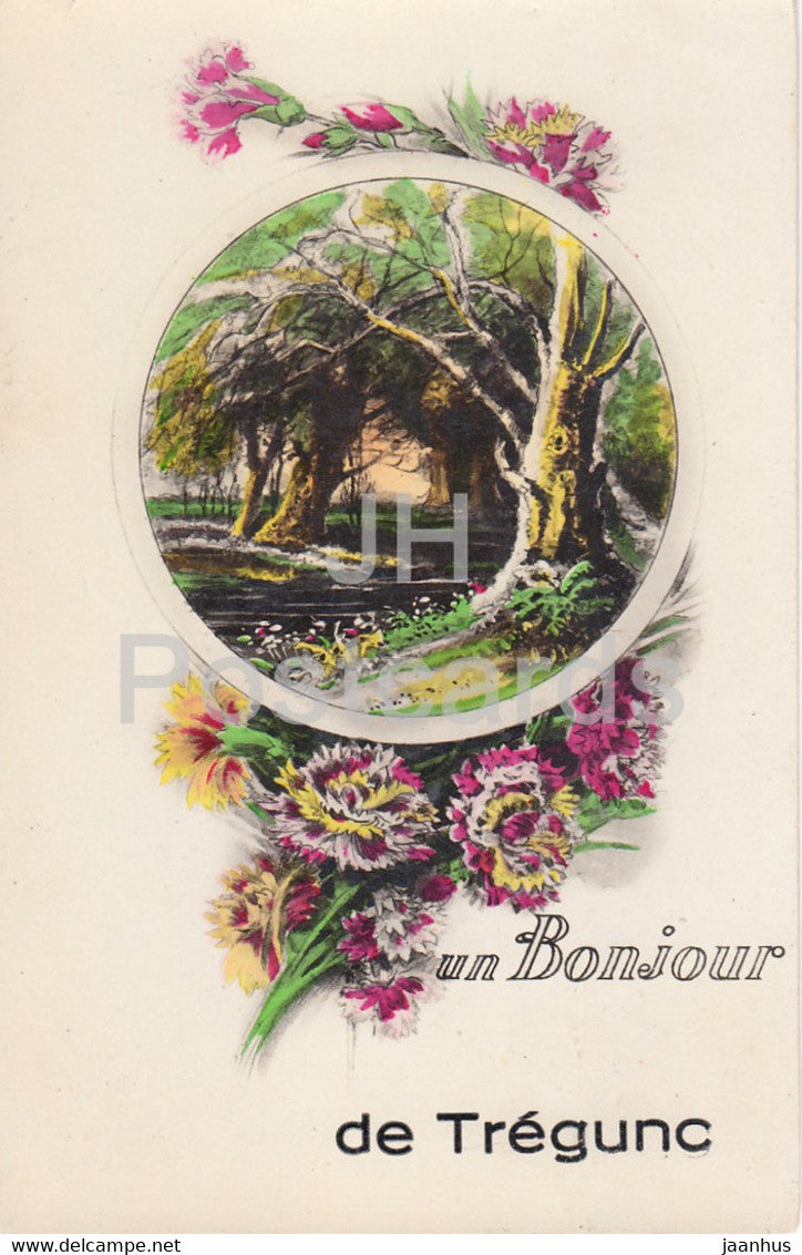 Un Bonjour de Tregunc - old postcard - France - used - JH Postcards